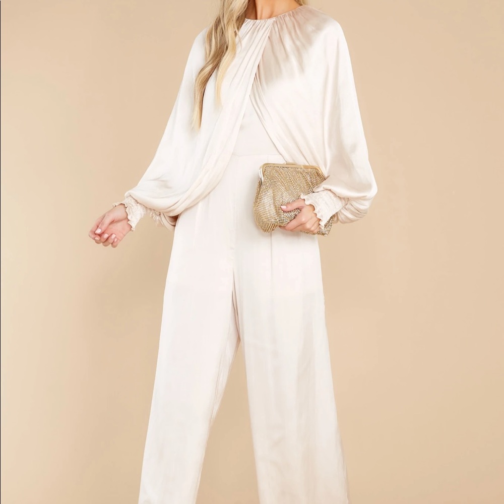 Flawed Priced Reduced - Glimmering nights champagne jumpsuit (small hole)